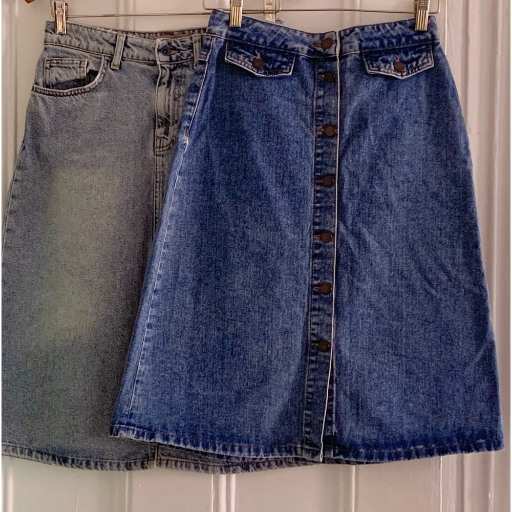 Zara denim midi skirt
